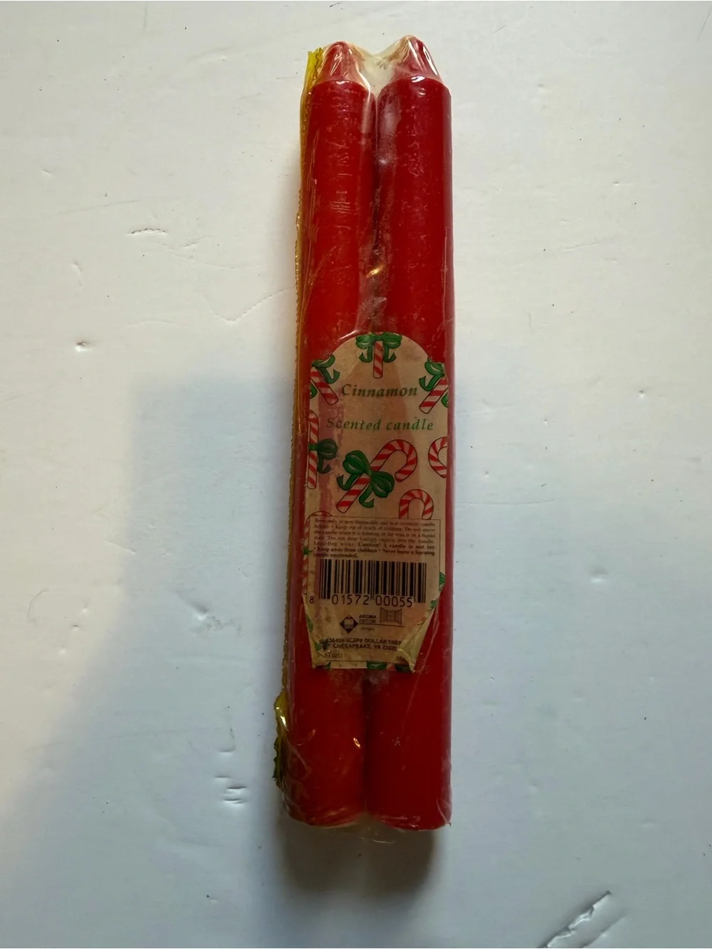 Cinnamon Scented Red Taper Candles - Pack of 2 Christmas Decor